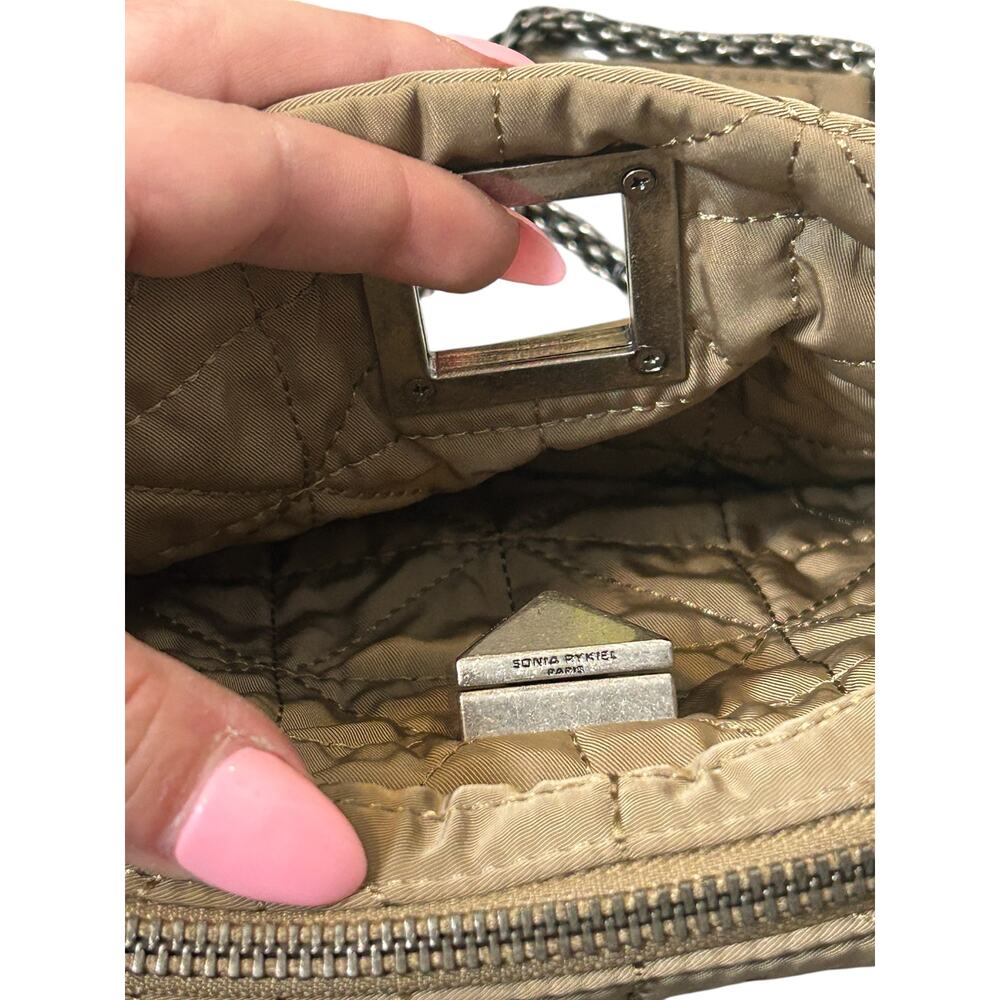 Sonia Rykiel Le Copain Quilted Taupe Crossbody Bag With Gunmetal Chain Strap - Picture 4 of 8